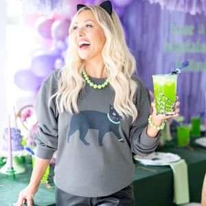 Mallory Ervin Living Fully Highfalutin Cat Sweatshirt Size M Brand New!